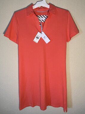 Southern Tide NWT Short Sleeve Sunset Coral Cotton Polo Dress, Size XS